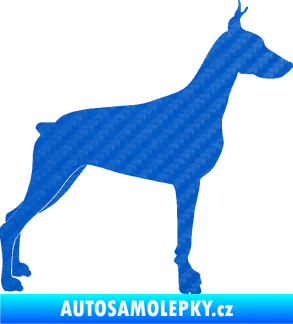 Samolepka Pes 088 pravá Dobrman 3D karbon modrý