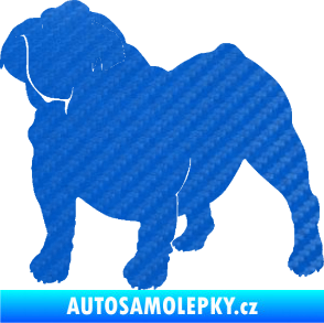 Samolepka Pes 089 levá Buldok 3D karbon modrý