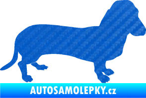 Samolepka Pes 094 pravá Baset 3D karbon modrý
