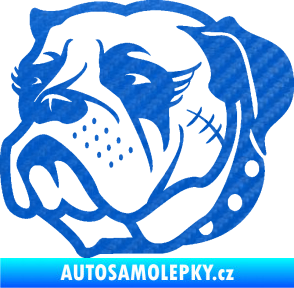 Samolepka Pes 097 levá Buldok 3D karbon modrý