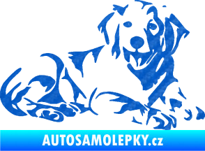 Samolepka Pes 106 pravá Retrívr 3D karbon modrý