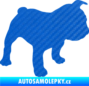 Samolepka Pes 108 pravá Francouzský buldoček 3D karbon modrý