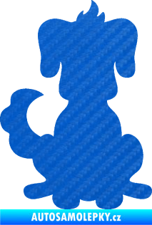 Samolepka Pes 113 levá kreslená silueta 3D karbon modrý