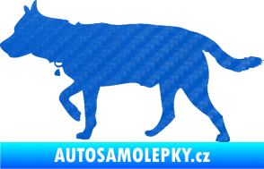 Samolepka Pes 121 levá německý ovčák 3D karbon modrý