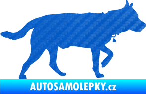 Samolepka Pes 121 pravá německý ovčák 3D karbon modrý