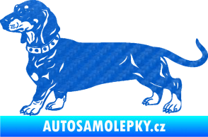 Samolepka Pes 122 levá jezevčík 3D karbon modrý