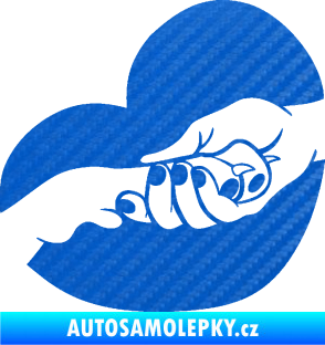 Samolepka Pes 129 levá packa v ruce 3D karbon modrý