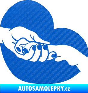 Samolepka Pes 129 pravá packa v ruce 3D karbon modrý