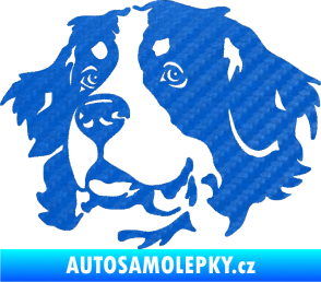 Samolepka Pes 131 levá bernský salašnický pes 3D karbon modrý