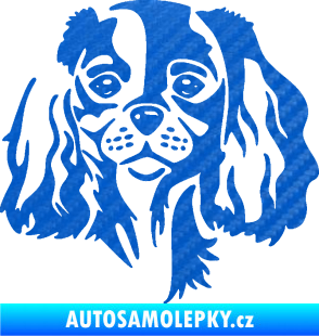Samolepka Pes 132 pravá Cavalier king Charles spaniel 3D karbon modrý