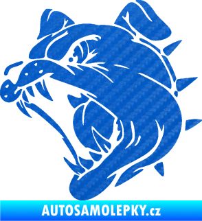 Samolepka Pes 136 levá rozzuřený buldok 3D karbon modrý