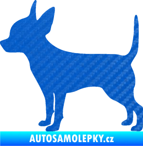Samolepka Pes 138 levá čivava 3D karbon modrý