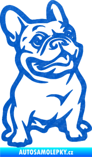 Samolepka Pes 139 pravá francouzský buldoček 3D karbon modrý