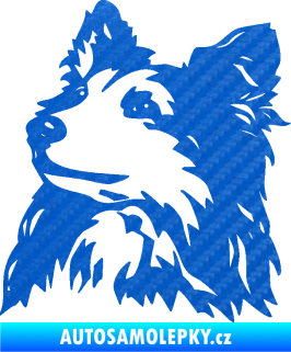 Samolepka Pes 141 levá šeltie 3D karbon modrý