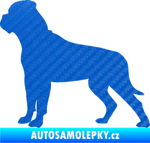 Samolepka Pes 150 levá bullmastif 3D karbon modrý