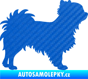 Samolepka Pes 156 pravá čivava 3D karbon modrý