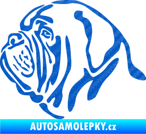 Samolepka Pes 163 levá bordeauxská doga 3D karbon modrý