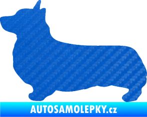 Samolepka Pes 164 levá Welsh Corgi Pembroke 3D karbon modrý
