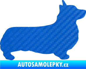 Samolepka Pes 164 pravá Welsh Corgi Pembroke 3D karbon modrý