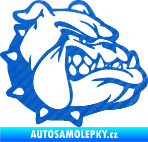 Samolepka Pes 174 pravá rozzuřený buldok 3D karbon modrý