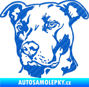 Samolepka Pes 198 pitbull levá 3D karbon modrý