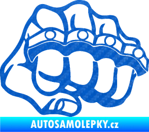 Samolepka Pěst boxer pravá 3D karbon modrý