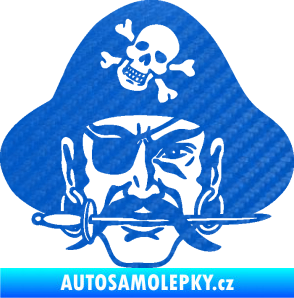 Samolepka Pirát 002 pravá 3D karbon modrý