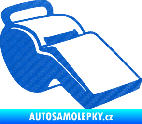 Samolepka Píšťalka 001 pravá 3D karbon modrý