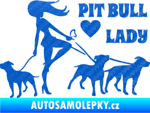 Samolepka Pit Bull lady pravá 3D karbon modrý