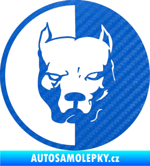 Samolepka Pitbull 001 kruh pravá 3D karbon modrý