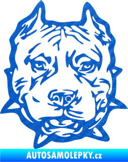 Samolepka Pitbull hlava 003 pravá 3D karbon modrý