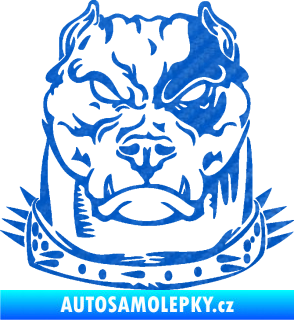 Samolepka Pitbull hlava 005 levá 3D karbon modrý