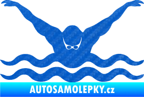 Samolepka Plavání 001  3D karbon modrý