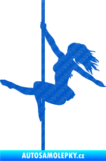 Samolepka Pole dance 001 levá tanec na tyči 3D karbon modrý