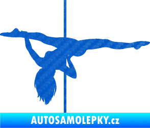 Samolepka Pole dance 002 levá tanec na tyči 3D karbon modrý