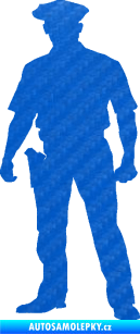 Samolepka Policajt 002 levá 3D karbon modrý