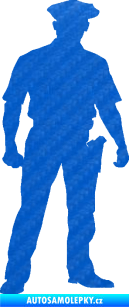 Samolepka Policajt 002 pravá 3D karbon modrý