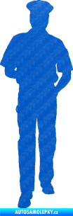Samolepka Policajt 003 levá 3D karbon modrý