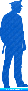 Samolepka Policajt 004 pravá 3D karbon modrý