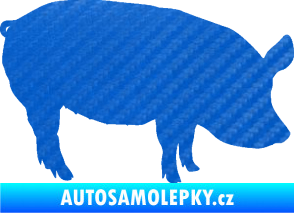 Samolepka Prase 001 pravá 3D karbon modrý