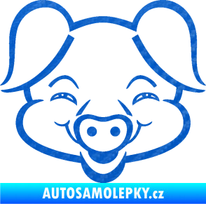 Samolepka Prase 003 veselý čuník 3D karbon modrý