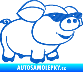 Samolepka Prase 006 pravá frajer v brýlích 3D karbon modrý