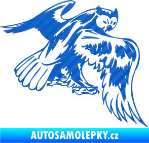 Samolepka Predators 100 pravá sova 3D karbon modrý