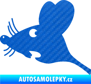 Samolepka Překvapená myš levá 3D karbon modrý