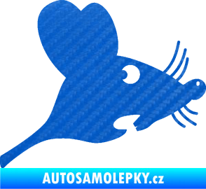 Samolepka Překvapená myš pravá 3D karbon modrý