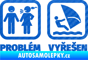 Samolepka Problém? Vyřešen 009 plachtění 3D karbon modrý