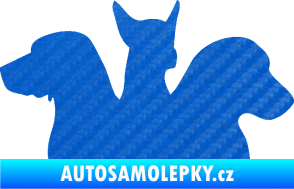 Samolepka Psi 001 pravá skupinka 3D karbon modrý
