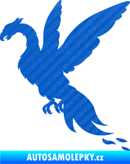 Samolepka Pták Fénix 001 levá 3D karbon modrý