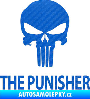 Samolepka Punisher 002 s nápisem 3D karbon modrý