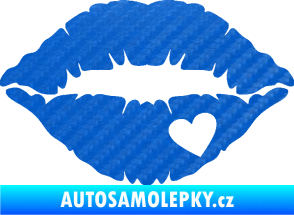 Samolepka Pusa 004 se srdíčkem pravá 3D karbon modrý